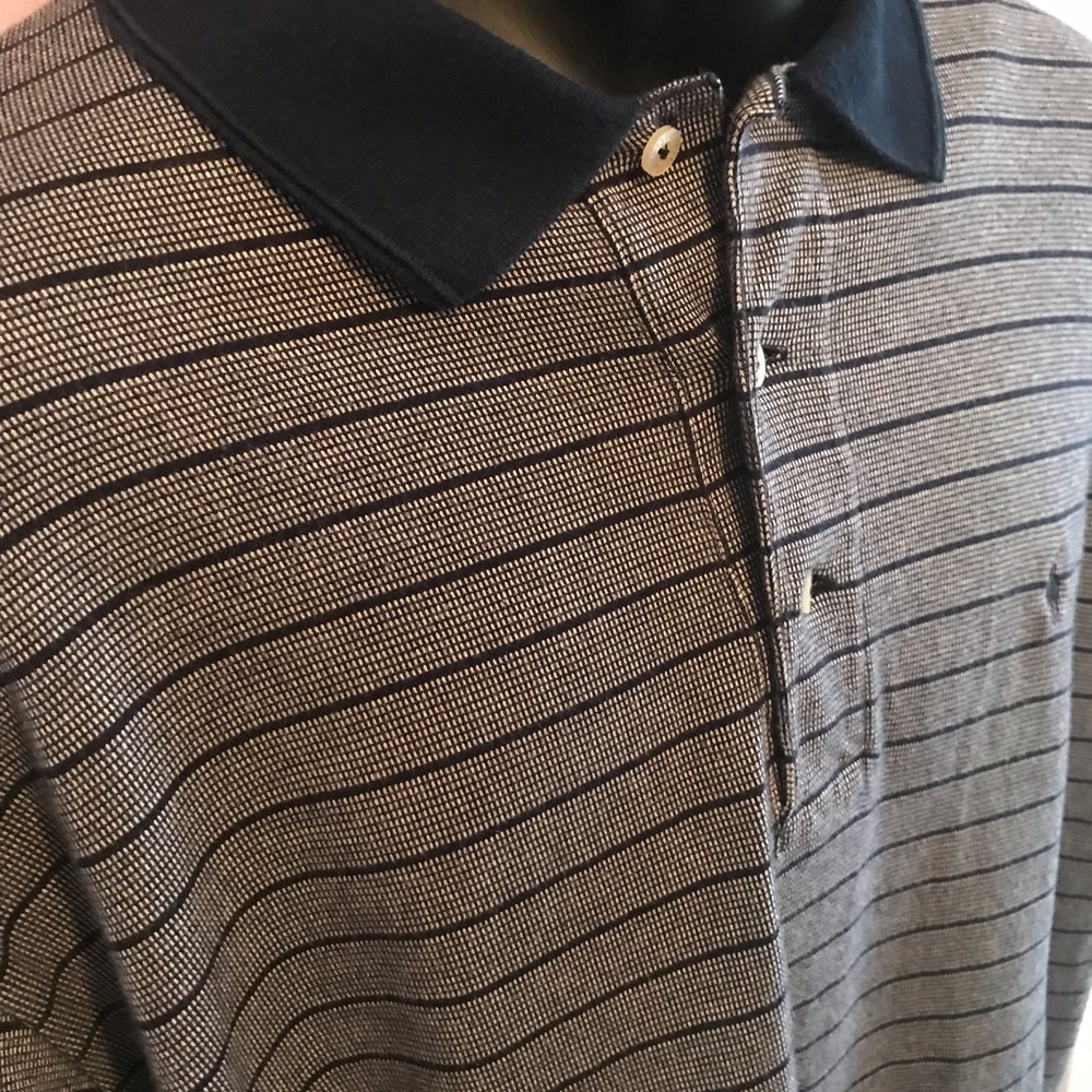 Ralph Lauren Polo Golf Shirt XXL Gray Blue Striped